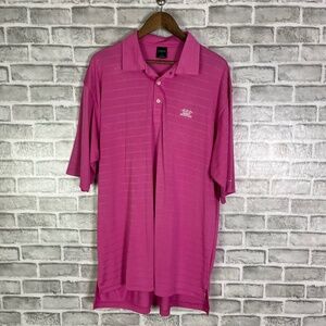 Dunning Golf x Desert Mountain Hot Pink Textured Stripe Performance Polo Mens XL